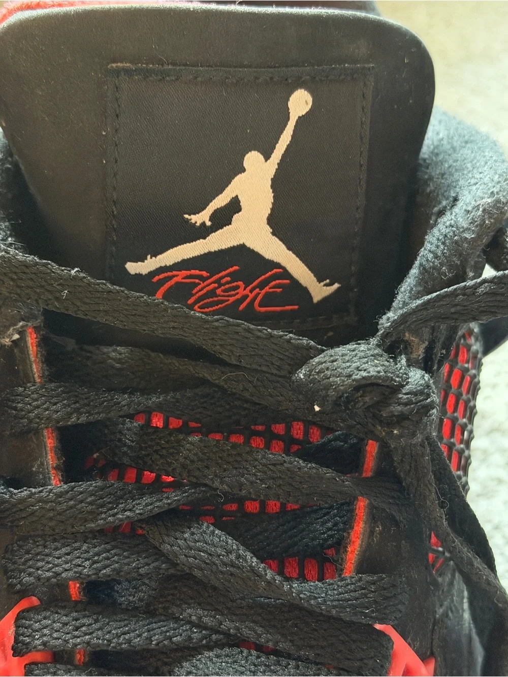 Jordan Men’s Black and Red Athletic Sneakers-Size 11